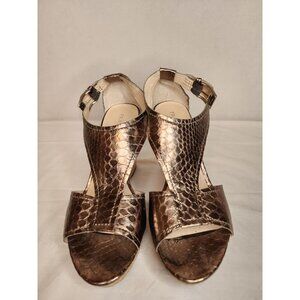 Franco Sarto SUPRA Women's Bronze Faux Leather Snakeskin Wedge Platform Sandals